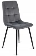 Krzesła - Mebel Elite Krzesło Tapicerowane Do Jadalni PERU Szare Welurowe - miniaturka - grafika 1