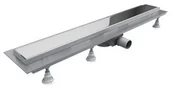 Odpływy liniowe - SCHEDPOL OLSL80/ST-LOW Odplyw liniowy BASE-LOW z płaskim syfonem i maskownicą STEEL 80x8x7 - miniaturka - grafika 1