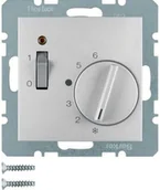 Wyłączniki światła i elektryczne - Hager sp. z o.o. B.Kwadrat/B.3/B.7 Regulator temperatury pomieszczenia 24 V ze stykiem zwiernym elementem centralnym łącznikiem i diodą alu 20311404 - miniaturka - grafika 1