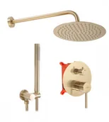 Stelaże i zestawy podtynkowe do WC - REA P4160 Lungo L.Gold Szczotkowany Zestaw natryskowo-wannowy podtynkowy z wylewką - miniaturka - grafika 1