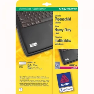 Avery Zweckform Zweckform znamionowe A4 25,4 x 10 mm srebrne (L6008-20) - Etykiety do drukarek - miniaturka - grafika 6