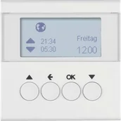 Wyłączniki światła i elektryczne - Hager sp. z o.o. Żaluzjowy łącznik czasowy z wyświetlaczem biały połysk S.1/B.3/B.7 85741189 - miniaturka - grafika 1