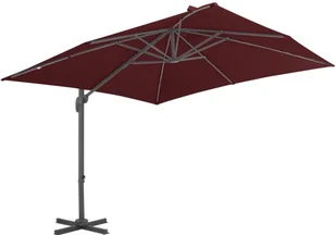 vidaXL Parasol wiszący na aluminiowym słupku, bordowy, 400x300 cm 312315 - Parasole ogrodowe - miniaturka - grafika 3