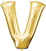 Balony i akcesoria - AMSCAN Balon foliowy złota litera V - 81 x 81 cm - 1 szt. 3299201 - miniaturka - grafika 1