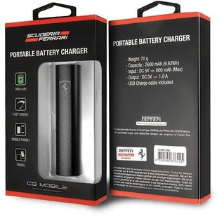 Ferrari Powerbank FEPBM12BBK 2500 mAh czarny/black Racing hurtel-54120-0 - Powerbanki - miniaturka - grafika 2