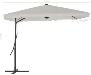 vidaXL Parasol ogrodowy na słupku stalowym, 250 x 250 cm, piaskowy - Parasole ogrodowe - miniaturka - grafika 7