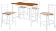 Stoły z krzesłami - vidaXL Stół barowy i 4 krzesła, lite drewno, kolor brązowy i biały - miniaturka - grafika 1