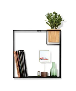Umbra Umbra Cubist pływająca półka z wbudowaną doniczką na sukulent  nowoczesna dekoracja ścienna i geometryczna półka na książki, świece, notatki, zdjęcia, rośliny domowe i wiele więcej! | duża, czarna 470754-427 - Półki i regały dla dzieci - miniaturka - grafika 10