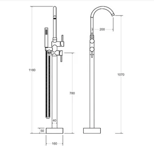 PMD Piramida Bateria wannowa wolnostojąca ILLUSION I, złoty BW-DII-ZL BW-DII-ZL - Baterie wannowe i prysznicowe - miniaturka - grafika 3