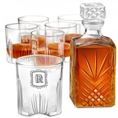 Karafki - Murrano Zestaw Kryształowa Karafka z 6 Szklankami Grawer Inicjał KARS-020 - miniaturka - grafika 1