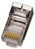 Złącza, przejściówki, adaptery - brak danych Wtyk RJ45 ekranowany z pozłacanymi pinami kat.6 - miniaturka - grafika 1