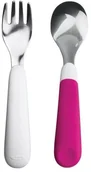 Sztućce dla dzieci - Oxo Sztućce metalowe, 12m+, Pink - miniaturka - grafika 1
