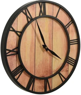 VidaXL Lumarko Zegar ścienny, 39 cm, brązowo-czarny, MDF i żelazo - Zegary - miniaturka - grafika 5