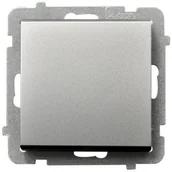 Gniazdka elektryczne - Ospel Łšcznik jednobiegunowy, SONATA ŁP-1R/m/38, bez ramki, kolor srebrny mat - miniaturka - grafika 1