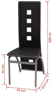 vidaXL Krzesła do jadalni ze sztucznej skóry, czarne 4 szt. - Krzesła - miniaturka - grafika 5