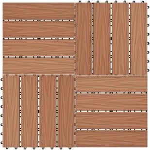 vidaXL Płytki tarasowe tłoczone, WPC, 11 szt, 30x30cm, 1m, jasny brąz - Podesty i deski tarasowe - miniaturka - grafika 2