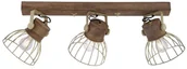 Lampy sufitowe - Paul Neuhaus Industrialny sufitowy spot mosiężny z drewnianymi 3 punktami świetlnymi - Shanti - miniaturka - grafika 1