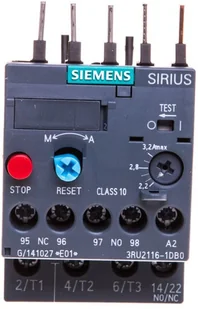 Siemens właściwy przed przeciążeniem 2,2 3,2 A S00 Class 10 śruba 3RU2116-1DB0 - Zasilacze i transformatory - miniaturka - grafika 2