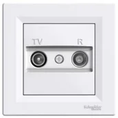 Gniazdka elektryczne - Schneider Asfora gniazdo antenowe RTV przelotowe podtynkowe z ramką 4dB białe EPH3300221 - miniaturka - grafika 1