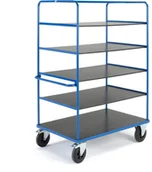Wózki magazynowe - AJ Produkty Wózek platformowy TRANSFER, 5 półek, 1200x800x1800 mm, koła gumowe, z hamulcem - miniaturka - grafika 1