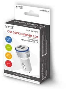Elmak Ładowarka samochodowa Quick Charge 3.0 Savio SA-06/W, 5.4A, 3A, 2xUSB SAVIO SA-06/W - Kable komputerowe i do monitorów - miniaturka - grafika 4