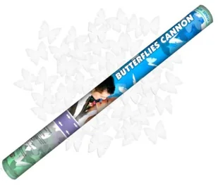 Partydeco Tuba z motylkami biały 60cm 1szt - Wesele i ślub - miniaturka - grafika 2