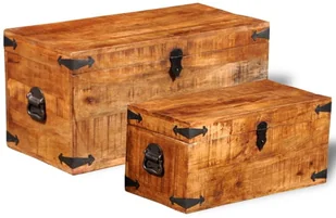 vidaXL Kufry, skrzynie z drewna mango - Inne meble do salonu - miniaturka - grafika 2