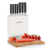 Noże kuchenne - Klarstein Klarstein Kitano Plus 9-częściowy zestaw noży blok nożowy bambusowa deska do krojenia kolor biały KG10-Kitano Plus - miniaturka - grafika 1