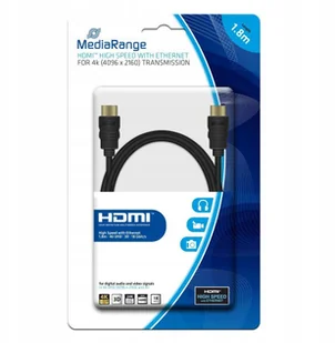 MediaRange kabel połączeniowy HDMI  High Speed z sieci Ethernet, pozłacane styki, szybkość przesyłu danych 18 GBIT/S, 1.8 m, czarna MRCS156 - Kable - miniaturka - grafika 3