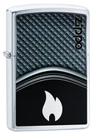 Dekoracja stołu - Zippo METALLIC CURVE WITH FLAMES zapalniczka benzynowa, mosiądz, wygląd stali szlachetnej, 1 x 6 x 6 cm 60003330 - miniaturka - grafika 1