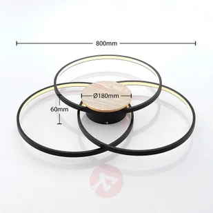 Lindby Riley lampa sufitowa LED ściemniana, czarna - Lampy sufitowe - miniaturka - grafika 4