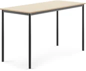 Meble do szkół i przedszkoli - AJ Produkty Stół BORS, 1600x700x900 mm, laminat brzoza, antracyt - miniaturka - grafika 1