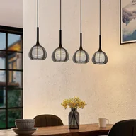Lampy sufitowe - LUCANDE Lucande Tetira lampa wisząca, 4-pkt. długa, czarna - miniaturka - grafika 1