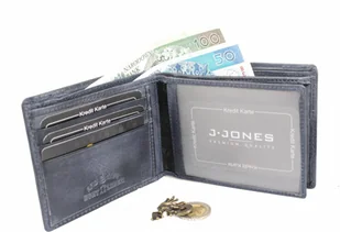 Jennifer Jones Portfel Męski Skórzany 5708 Skóra Licowa Duży Poziomy Bez Zapięcia Jedno Skrzydełko Wewnątrz RFID - Portfele - miniaturka - grafika 5