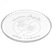 Tace i patery - Murrano Patera szklana na ciasto bez nóżki grawer gotuje z miłością dla mamy PATR2-032 - miniaturka - grafika 1