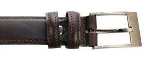 WIREX (PL) Pasek Skórzany Męski WIREX (PL) GŁADKI SZARFOWANY CZEKOLADOWY 30 mm Skóra Licowa Extra - Paski - miniaturka - grafika 2