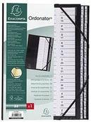 Segregatory - Exacompta 621765e teczka na ze stałym pokrywa, ściągacz z gumką i harmonijka Dehn barem-, 26 przegródek na plecy z tworzywa sztucznego A4 a-z Ordonator, format DIN A4, czarny 621765E - miniaturka - grafika 1