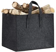 Akcesoria kominkowe - Saska Garden na drewno kominkowe Relaxdays z filcu, wys. x szer. x gł.: 34,5 x 43 x 36,5 cm, 2 uchwyty, składany, półka na gazety, różne kolory, antracytowy - miniaturka - grafika 1
