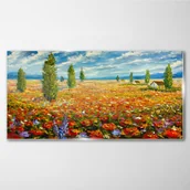 Obrazy i zdjęcia - PL Coloray Obraz Szklany Malarstwo Kwiaty Pola 140x70cm - miniaturka - grafika 1