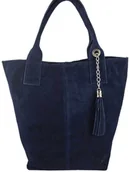 Torebki damskie - Barberini's Shopper bag - torebka damska zamszowa - Granatowa 375/8-4 - miniaturka - grafika 1