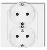 Gniazdka elektryczne - Karlik Gniazdo podwójne Mini MGP-2s z uziemieniem SCHUKO 2x2P+Z bez przesłon torów prądowych biały - miniaturka - grafika 1