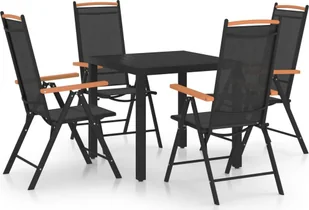vidaXL 5-częściowy zestaw mebli ogrodowych, aluminiowy, czarny 3070625 - Meble ogrodowe - miniaturka - grafika 2