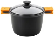 Brytfanny - BRA Efficient  silikon o dużej garnek z pokrywką szklaną i uchwytami, odlew aluminiowy z powłoką nieprzywierającą Teflon Platinum Plus, czarny, 20 cm A273903 - miniaturka - grafika 1