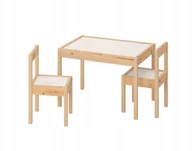 Stoliki dla dzieci - Ikea Latt Stolik dziecięcy i 2 krzesła biały/sosna - miniaturka - grafika 1