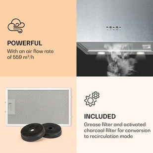 Klarstein Monumenta 40 Inox CGCH3-Monumenta-BK - Okapy kuchenne - miniaturka - grafika 3