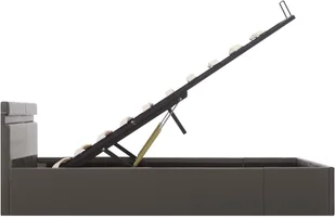 vidaXL Rama łóżka z podnośnikiem i LED, szara, ekoskóra, 160 x 200 cm - Łóżka - miniaturka - grafika 7