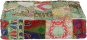 Pufy i podnóżki - vidaXL Kwadratowy puf patchworkowy, bawełna, 50x50x12 cm, zielony - miniaturka - grafika 1