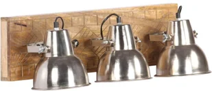 vidaXL Industrialna lampa ścienna, srebrna, 70x23cm, E27, drewno mango 320595 - Lampy ścienne - miniaturka - grafika 3