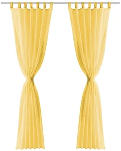 vidaXL Zasłony z woalu, 2 sztuki, 140x175 cm, kolor żółty - Zasłony - miniaturka - grafika 3