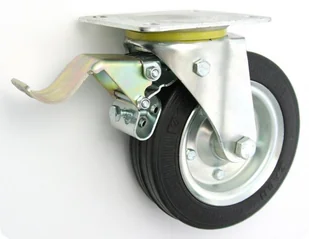 Zabi KOŁO METAL-GUMA 180MM OBUDOWA SKRĘTNA+HAMULEC 55H - Kółka i bloczki - miniaturka - grafika 2